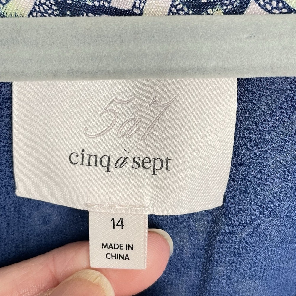 Cinq a Sept Coastal Chic Puff Sleeve Satin Dress Womens 12 Ruched Cottagecore - Picture 6 of 10